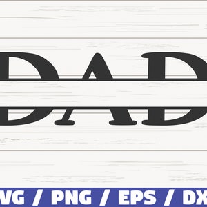 Puede incluir: Diseño de monograma dividido en blanco y negro con la palabra "DAD" en una fuente en negrita y estilizada. El diseño es perfecto para crear manualidades y regalos personalizados.