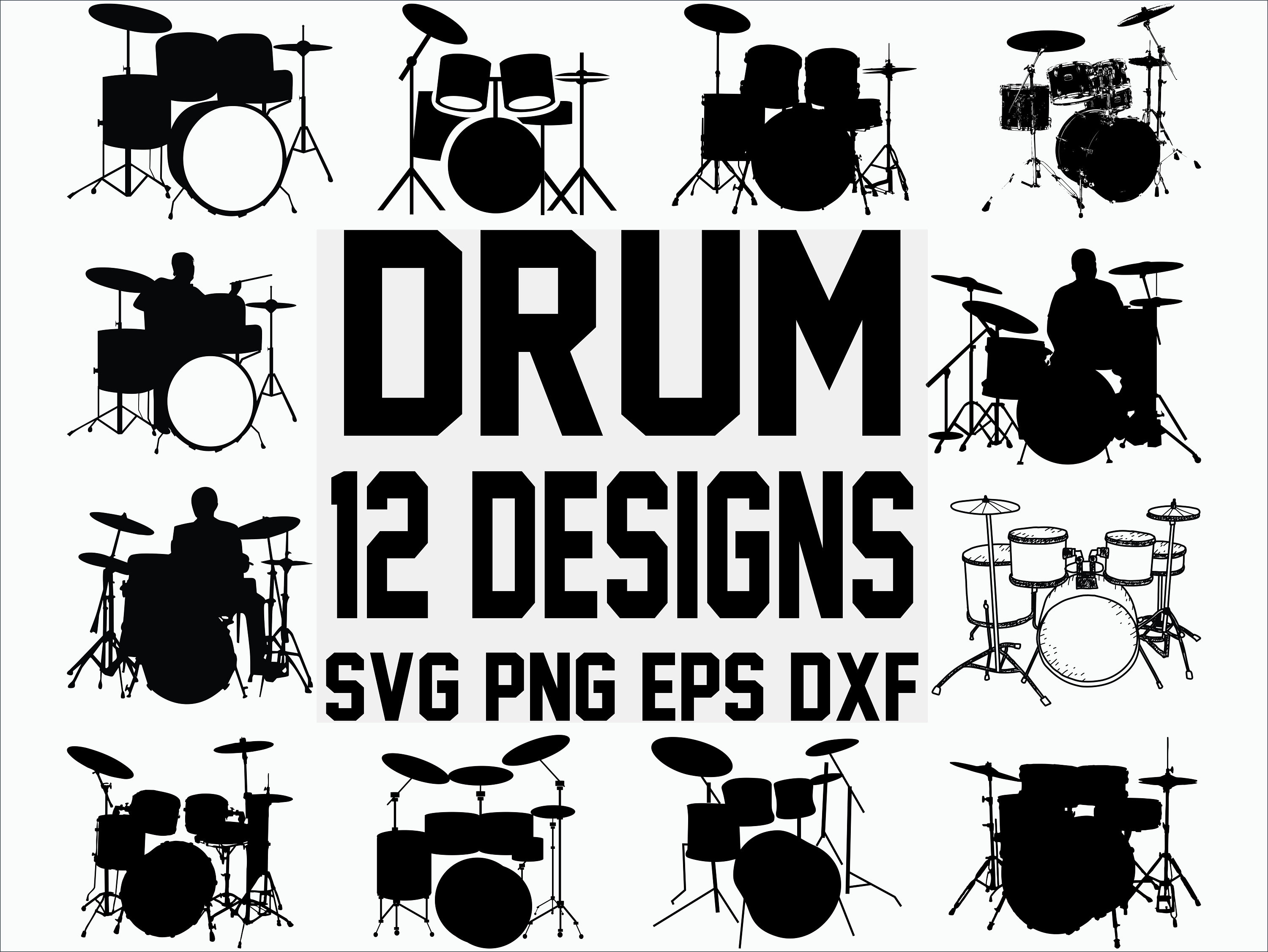 Drum SVG File, Drum DXF, Drumset Svg, Drumset Svg, Drumset Svg, Drum Png,  Music Drums Rock Band Cricut Svg, Drum SVG Files, Instant Download 