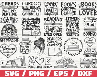 Reading SVG Bundle / Cut Files / Commercial use / Cricut / Clip art / Reading Books SVG / Printable / Vector / Book Lover SVG