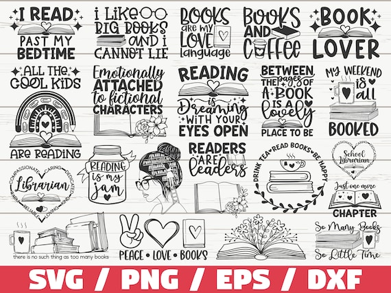 Reading SVG Bundle / Cut Files / Commercial use / Cricut / Clip art / Reading Books SVG / Printable / Vector / Book Lover SVG