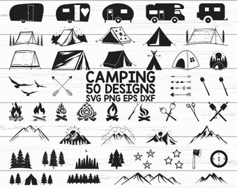 Camping SVG Bundle / Camper Svg / Summer Svg / Campfire Svg / Camping Clipart / Cricut / Cut Files / Silhouette / Vector