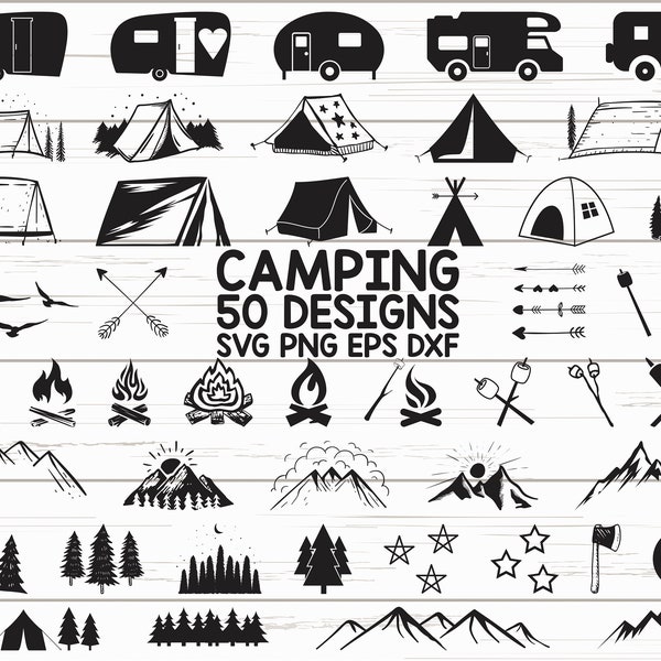 Camping SVG Bundle / Camper Svg / Summer Svg / Campfire Svg / Camping Clipart / Cricut / Cut Files / Silhouette / Vector