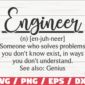 Definición de ingeniero SVG / Archivo de corte / Cricut / Uso comercial / Silueta / Ingeniero SVG / Definición divertida SVG
