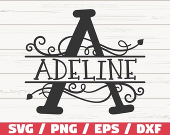 Delat monogram SVG / Delat monogramram / Alfabetspaket SVG / Familjemonogram / Kommersiellt bruk