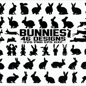 Lapin SVG / Lapin SVG / Clipart lapin / Bundle lapins de Pâques / fichier de coupe / Cricut / Silhouette / Vector