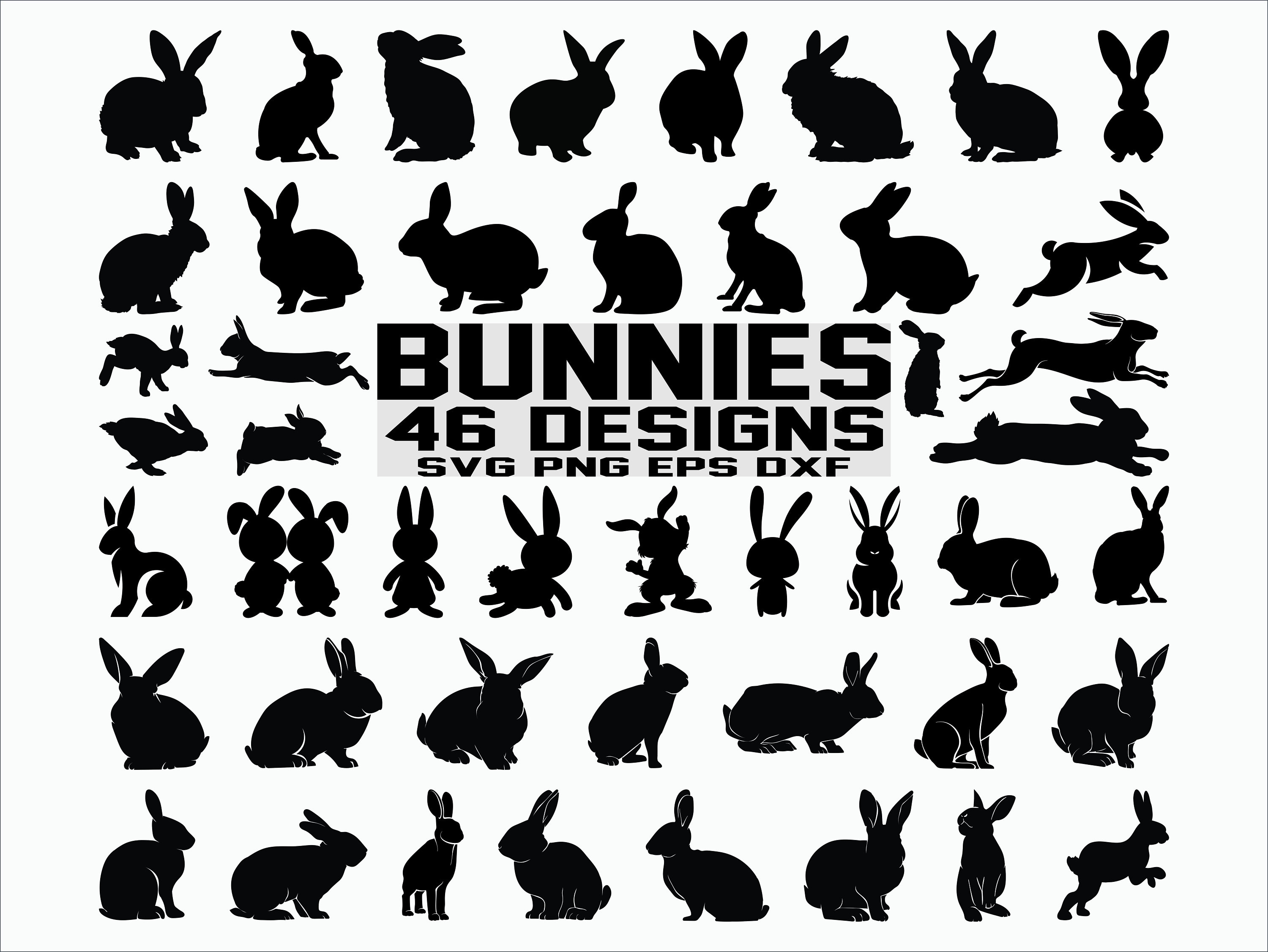 Bunny SVG/ Rabbit SVG/ Rabbit Clipart/ Bundle Easter Bunnies/ | Etsy