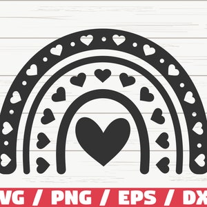 Boho arc-en-ciel SVG / Pastel arc-en-ciel SVG / couper fichier / Cricut / usage commercial / arc-en-ciel dessiné à la main / téléchargement immédiat / coeur SVG