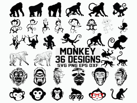Download Monkey Svg Gorilla Svg Clipart Cricut Cut Files Etsy