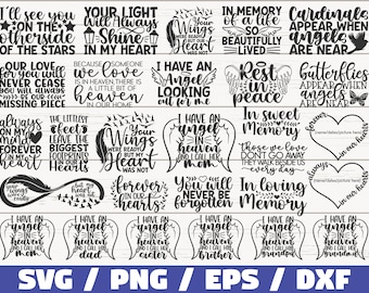 Memorial SVG Bundle /  Cut Files / Commercial use / Cricut / Clip art / Memorial SVG / In Memory Of Svg / Funeral SVG