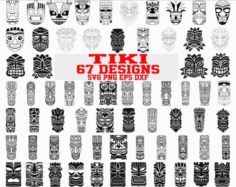 Tiki svg/ tiki head svg/ tribal svg/ luau svg/ totem/ tiki mask/ hawaiian/ silhouette/ clipart/ eps/ png/ dxf/ cut file/ iron on/ stencil