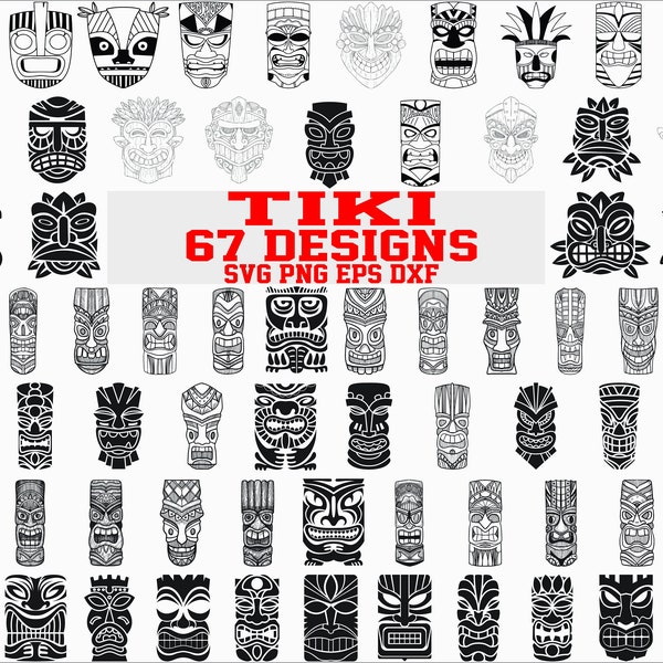 Tiki Svg / Tiki Kopf Svg / tribal Svg / Luau Svg / Totem / Tiki-Maske / Hawaii / silhouette / Clipart / Eps / Png / Dxf / cut Datei / Eisen auf Schablone