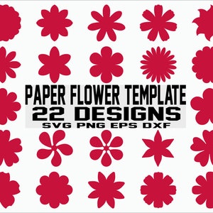 Modello fiore di carta SVG/fiore di carta SVG/Clipart/File tagliati/Modello fiore/Vettore/download istantaneo