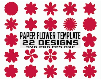 Plantilla de flor de papel SVG / flor de papel SVG / Clipart / Archivos de corte / plantilla de flor / Vector / descarga instantánea