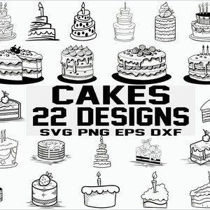 Ciasta svg/ urodziny svg/ deser svg/ pieczenie svg/ ślub svg/ clipart/ sylwetka/ plik do cięcia/ cricut