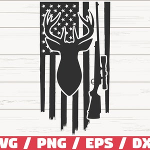 Deer Hunt Flag SVG / Distressed American Flag SVG / Cut File / Cricut / Commercial use / Instant Download / Silhouette / Hunting Dad SVG