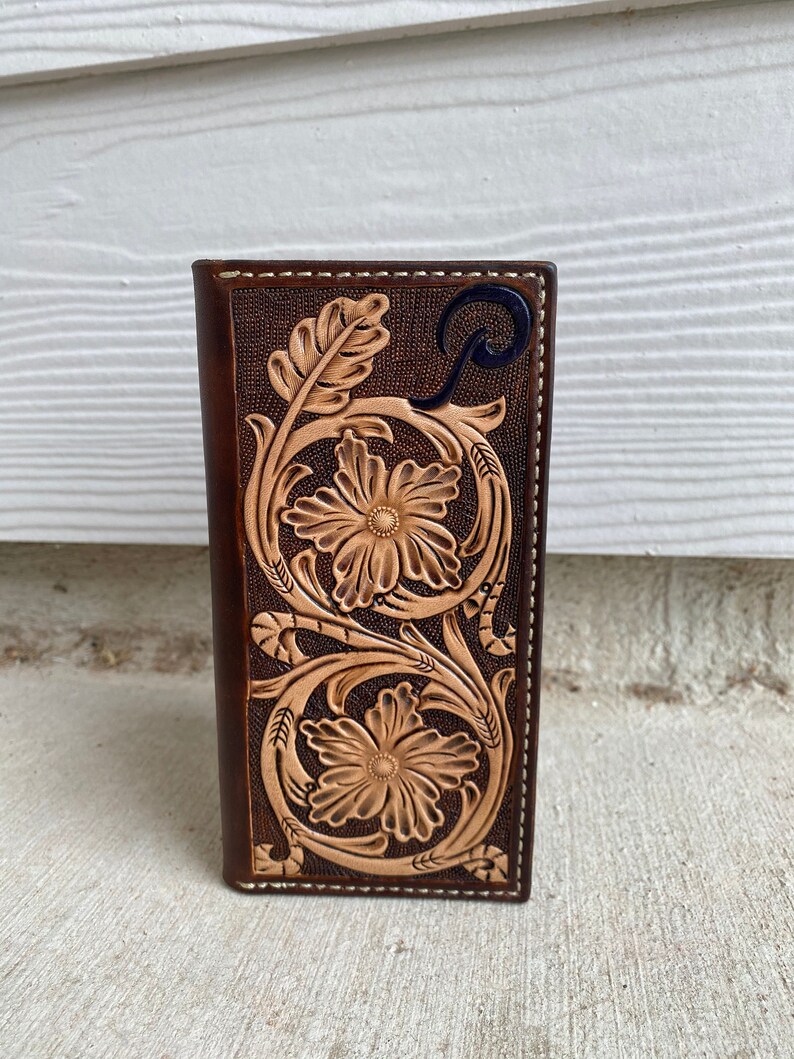 Sheridan Hand Tooled Leather Roper Wallets Etsy