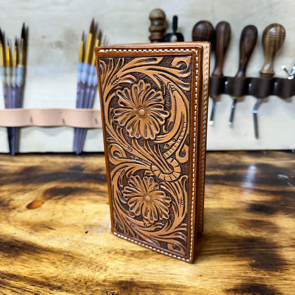 Hand Tooled Leather Roper Wallets