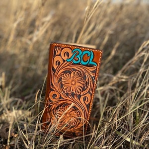 Carteiras Sheridan Hand Tooled Leather Roper