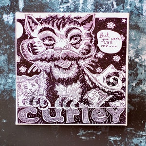 Christmas Curly the cat, Cat original artwork, hand drawn canvas, cat lover artwork, cat home decor, cat homeware
