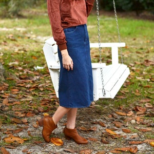 Vintage 1990s Midi Denim Skirt - Etsy