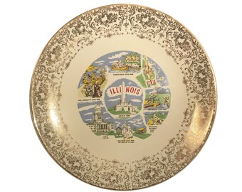 Plato de recuerdo vintage de Illinois