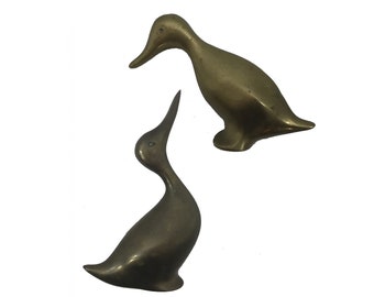 Par vintage de figuras de latón de gansos