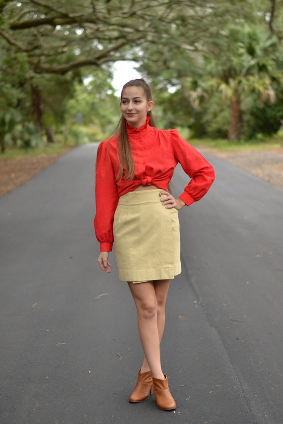 Vintage Red Ruffle Rider Blouse - image 1