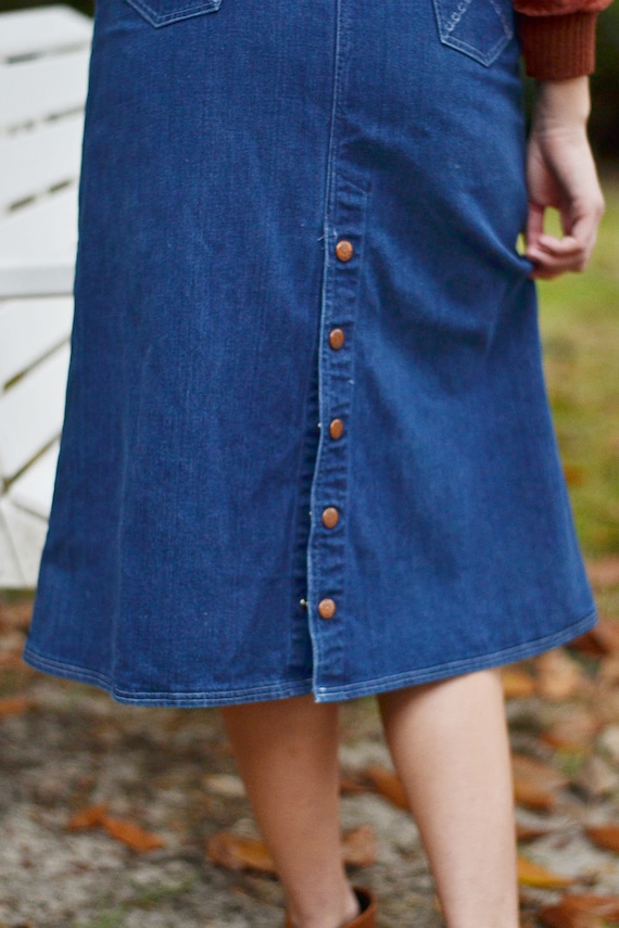 Vintage 1990s Class Blue Wash Midi Denim Skirt - image 2