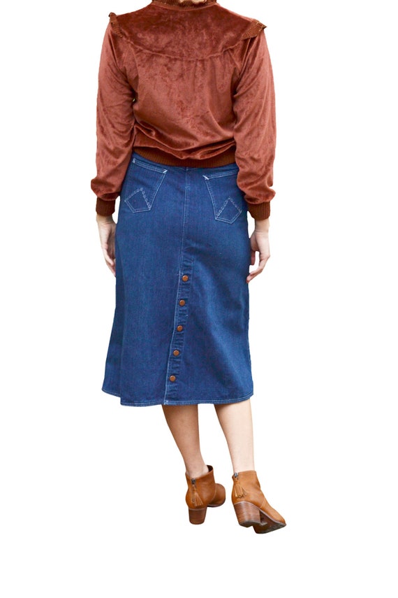 Vintage 1990s Class Blue Wash Midi Denim Skirt - image 4