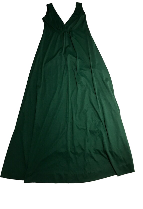 Vintage Dark Green Empire Style 1970s Maxi Dress - image 4