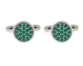 18k white gold emerald cufflinks redondo