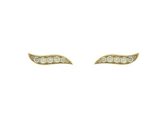14k Yellow Gold Diamond Earrings Ember Studs for Women