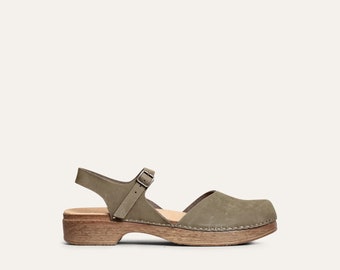 Diana Khaki Green - Soft Clogs