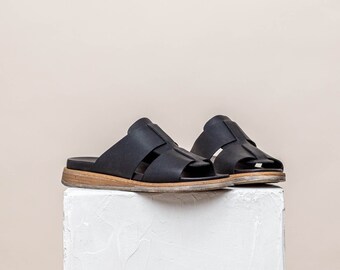 Simply love Camillia Flat Shoes Leather Stripes Low Heal Fashion Women Black Beige Casual