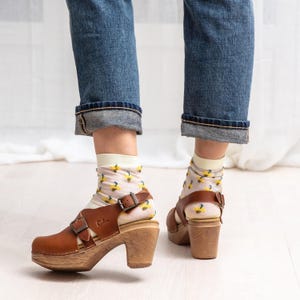 Slingback Clog In Brown Leather and buckled straps-Astrid Brown, Calou Stockholm