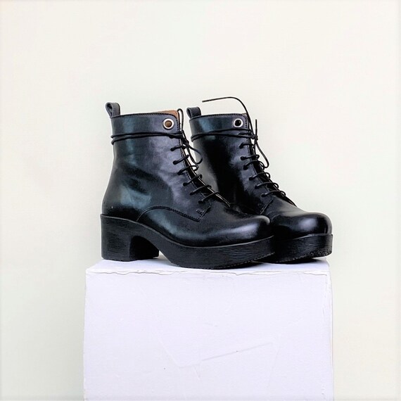 Black Leather Ankle Boots for Women 