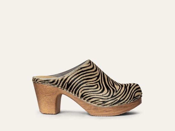 Buy Zebra Printed Pony Skin High Heel Clog lisa Zebra Calou Stockholm Online in India Etsy
