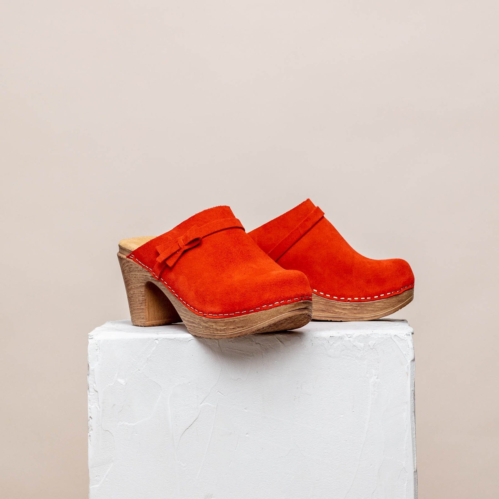 Red Clogs for Women Red Mules Comfy High Heel Slip On Clog Etsy