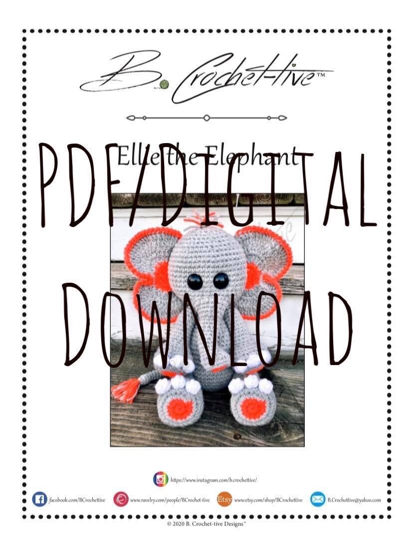 Ellie the Elephant (crochet PATTERN PDF ONLY) - Etsy