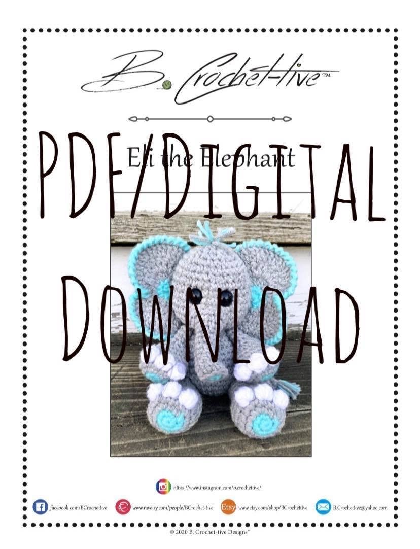 Ellie & Eli the Elephant Pattern Set (crochet PATTERN PDF ONLY) - Etsy
