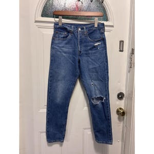Vintage LEVI&#39;s Premium 501 Skinny Stonewash/Distressed Jeans Womens Sz S W26/L28