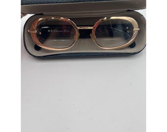 Okulary przeciwsłoneczne Christian Dior Vintage Carla 42W Gold Amber Oval Frames Austria 49-22
