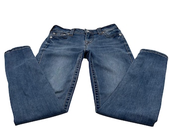 True Religion Halle Mid Rise Super Skinny Stretch Jeans Women Size 27 Blue Denim