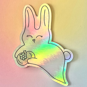 Holographic Ghost Bunny Vinyl Sticker