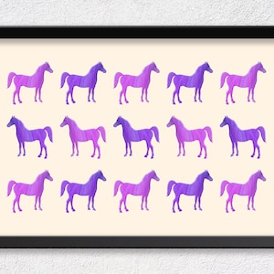 Purple horses printable, poster for kids room downloadable