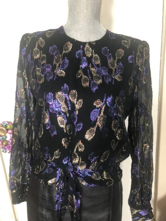 Gorgeous 80s metallic blouse by Hal Furman