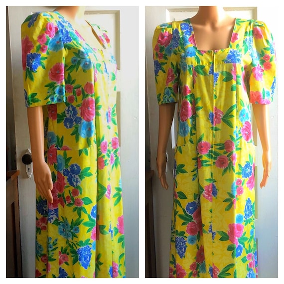 1980s Ruth Norman Caftan | 1980s Floral Caftan | V