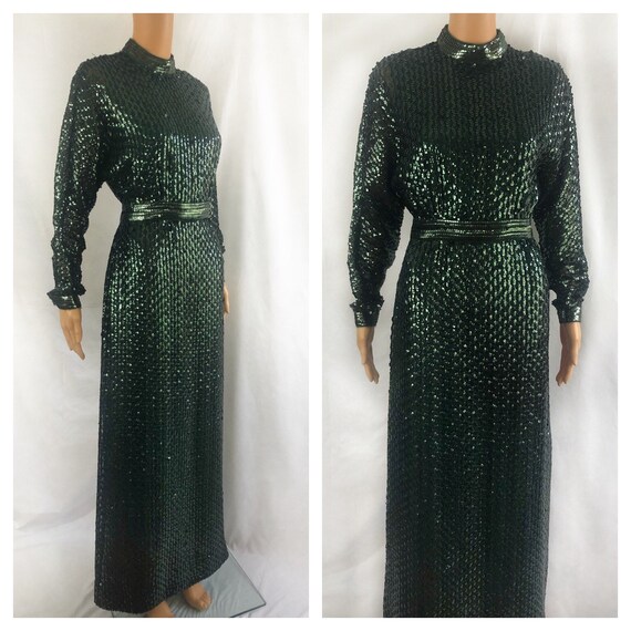 1970s Sequin Maxi Dress | 70s Sequin Hostess Dress