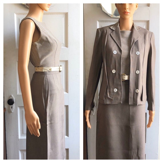 1960s Women's Linen Suit | 1960s Skirt Set| 1960s