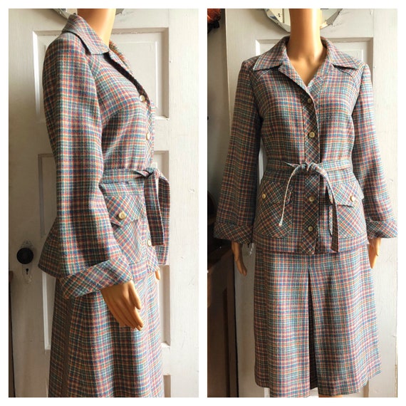 1960s Windsmoor Skirt Set | 60s Checked Skirt Suit